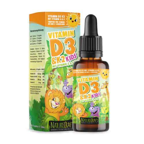 Veganska vitamina D3 + K2 v kapljicah – za otroke