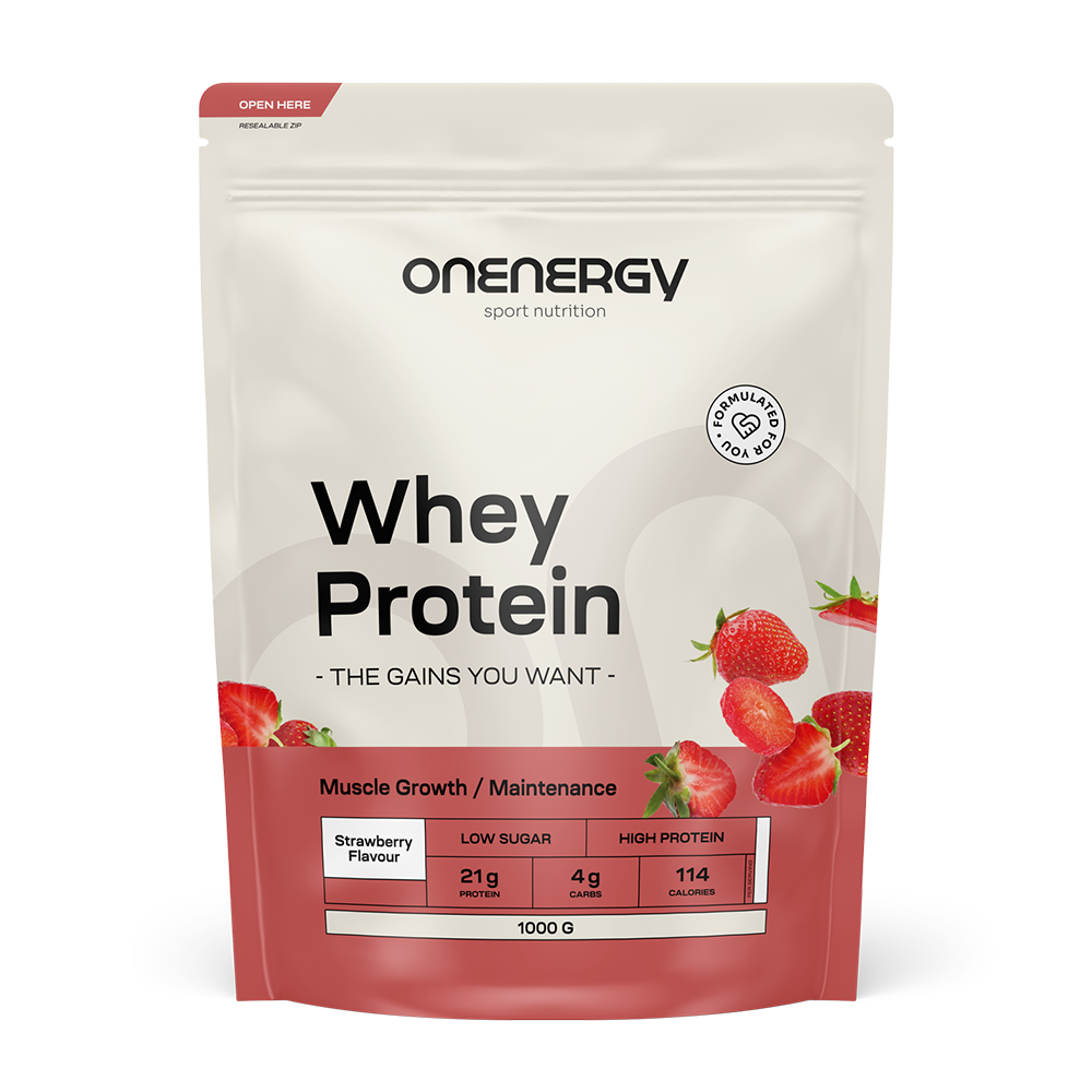 Whey proteini iz sirotke z okusom jagode